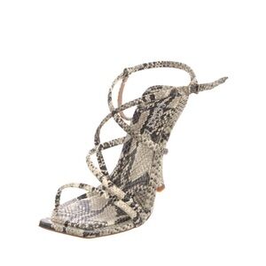 SCHUTZ Embossed Leather Snake Print Animal Print Slingback Sandals